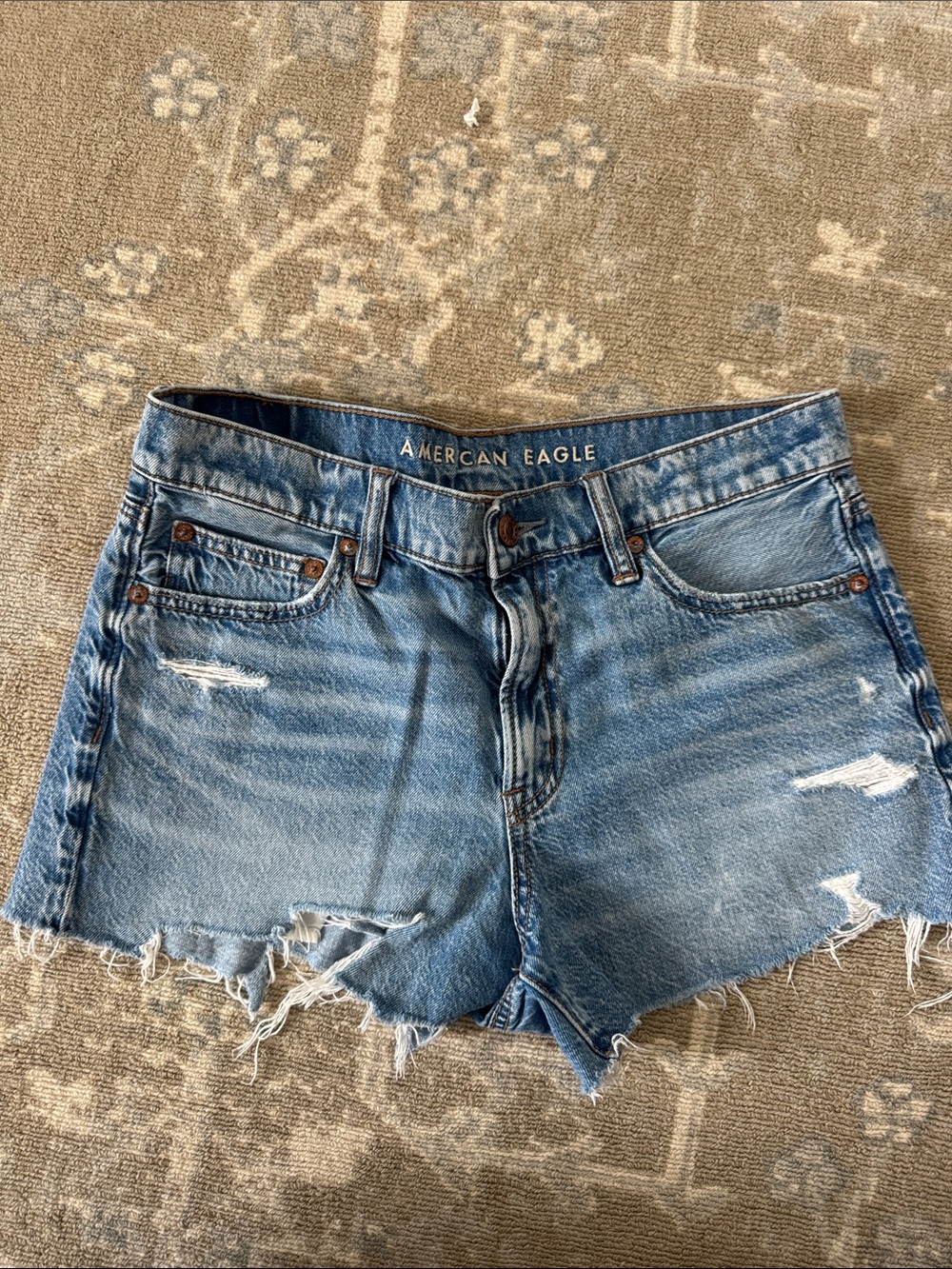 American Eagle Outfitters Light Blue Distressed Denim Shorts
